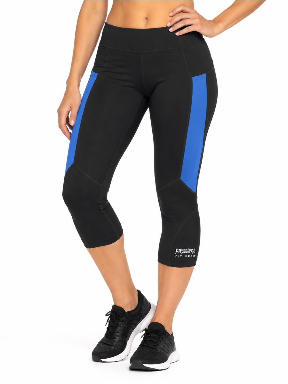Running Room Fit-Wear Women's Capri Running Leggings Black Blue Size L
